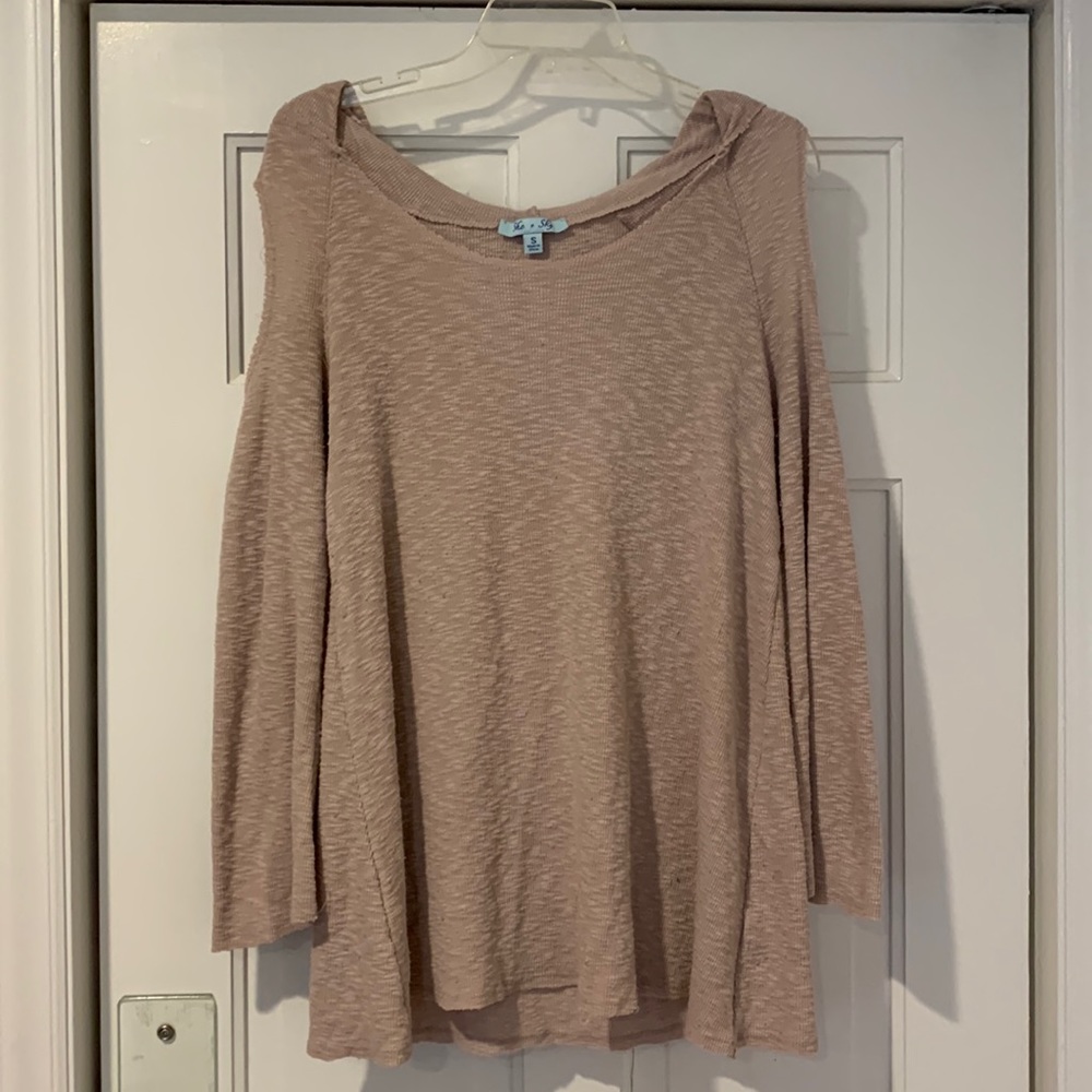 Light Pink Colored She+Sky Hoodie w/ Cold Shoulders